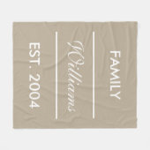 Beige En Witte Aangepaste Familienaam Fleece Deken (Voorkant (Horizontaal))