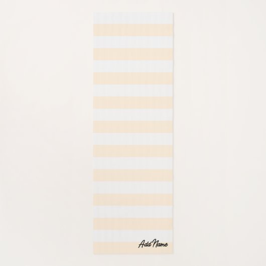 Beige en witte aangepaste naam yogamat (Achterkant)