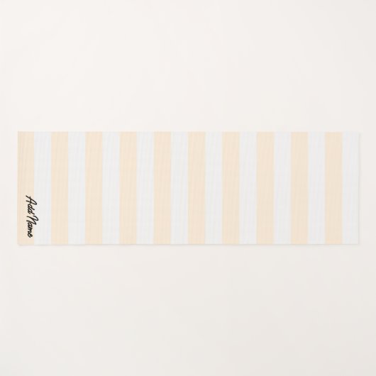 Beige en witte aangepaste naam yogamat (Voorkant (horizontaal))