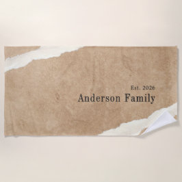 Beige en witte aardetonen, Minimalistische familie Strandlaken