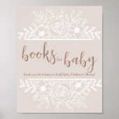 Beige en witte bloemenboeken voor Baby Sign Poster (Voorkant)