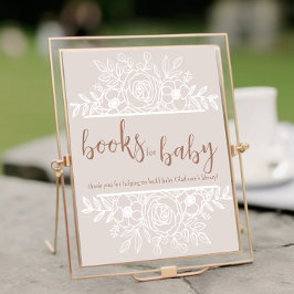 Beige en witte bloemenboeken voor Baby Sign Poster