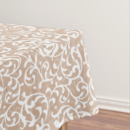 Beige en witte bloemendamast Victoriaans Vintage Tafelkleed