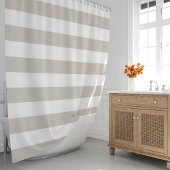 Beige en witte brede strepen douchegordijn