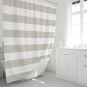Beige en witte brede strepen douchegordijn