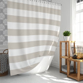 Beige en witte brede strepen douchegordijn