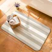 Beige en witte brede strepen Monogram naam Badmat