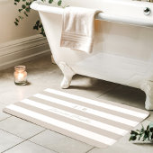 Beige en witte brede strepen Monogram naam Badmat