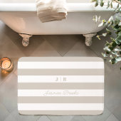 Beige en witte brede strepen Monogram naam Badmat