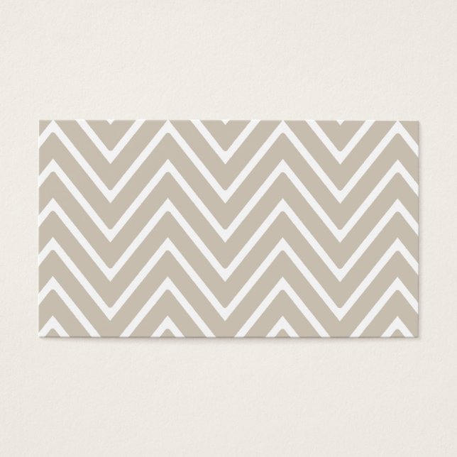 Beige en witte Chevron Patroon 2 Visitekaartjes (Voorkant)