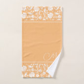 Beige en witte  damasmonogram bad handdoek (Handdoek)