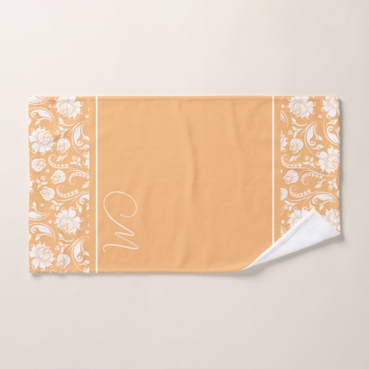 Beige en witte  damasmonogram bad handdoek (Handdoek)