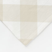 Beige en witte diagonale geruite boerderijmonogram fleece deken (Hoek)