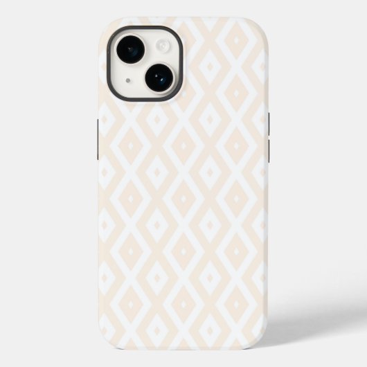 Beige en witte diamantpatroon Case-Mate iPhone case (Achterkant)