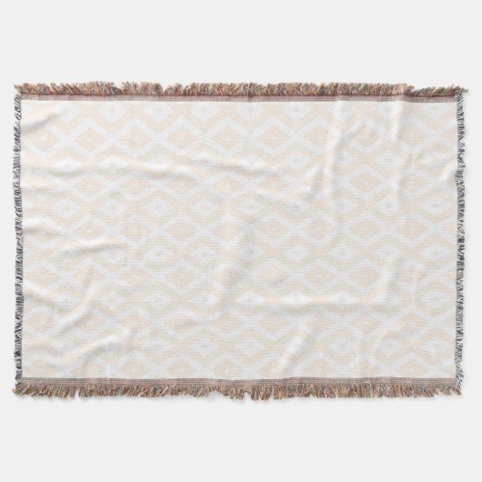 Beige en witte diamantpatroon deken (Voorkant)