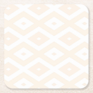 Beige en witte diamantpatroon kartonnen onderzetters