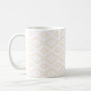 Beige en witte diamantpatroon koffiemok