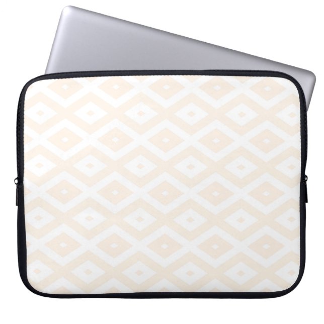 Beige en witte diamantpatroon laptop sleeve (Voorkant)
