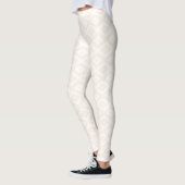 Beige en witte diamantpatroon leggings (Links)
