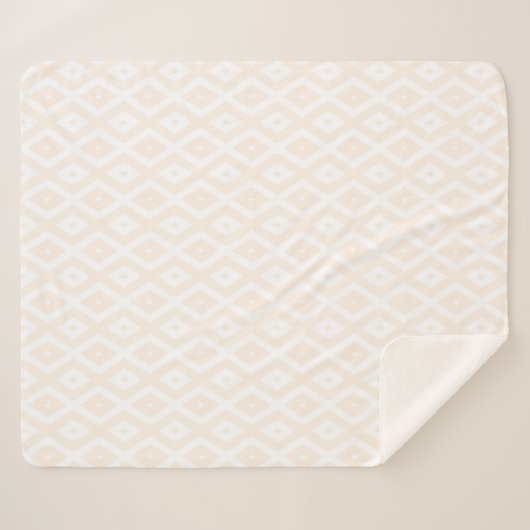 Beige en witte diamantpatroon sherpa deken (Voorkant (horizontaal))