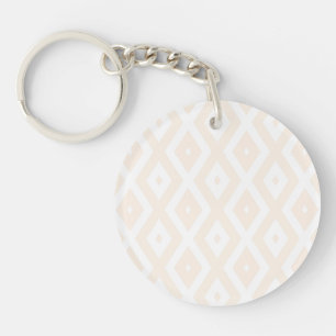 Beige en witte diamantpatroon sleutelhanger