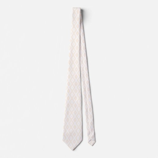 Beige en witte diamantpatroon stropdas (Voorkant)