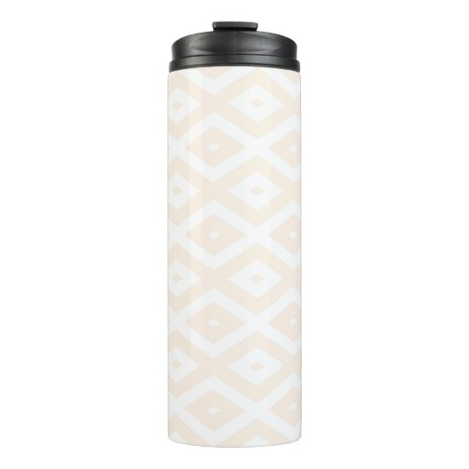 Beige en witte diamantpatroon thermosbeker (Voorkant)