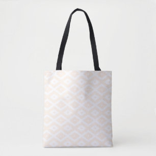 Beige en witte diamantpatroon tote bag