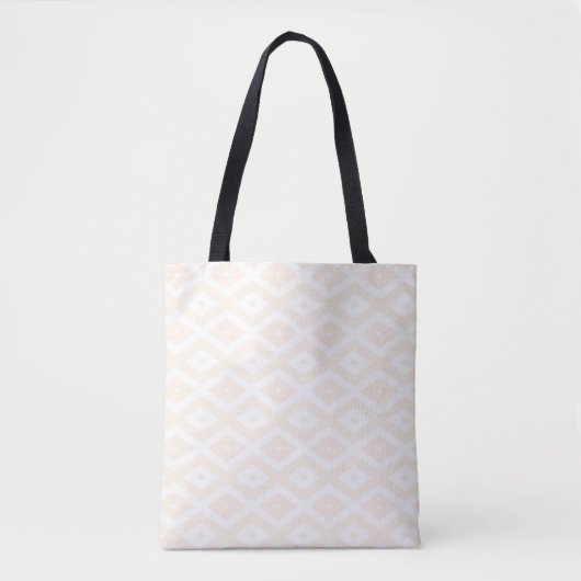 Beige en witte diamantpatroon tote bag (Voorkant)