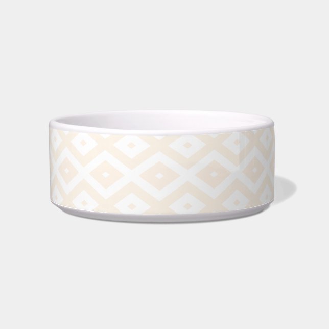 Beige en witte diamantpatroon voerbakje (Voorkant)