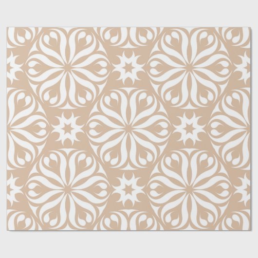 Beige en witte florale ornament. Naadloze patterna Cadeaupapier (Vlak)