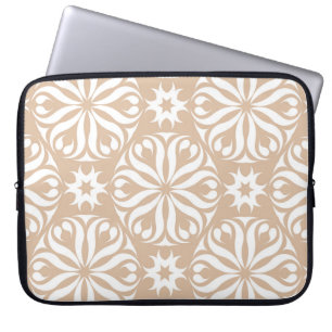 Beige en witte florale ornament. Naadloze patterna Laptop Sleeve