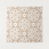 Beige en witte florale ornament. Naadloze patterna Wandkleed (Voorkant (horizontaal))