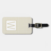 Beige en witte geruite monogram bagagelabel (Voorkant horizontaal)