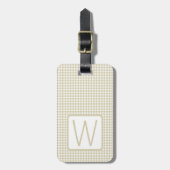 Beige en witte geruite monogram bagagelabel (Voorkant verticaal)
