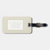 Beige en witte geruite monogram bagagelabel (Achterkant horizontaal)