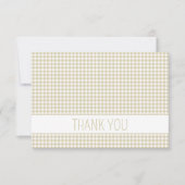 Beige en witte Gingham Plaid Gepersonaliseerd Bedankkaart (Voorkant)