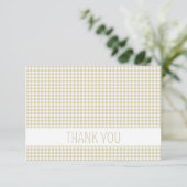 Beige en witte Gingham Plaid Gepersonaliseerd Bedankkaart (Staand voorkant)