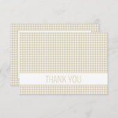 Beige en witte Gingham Plaid Gepersonaliseerd Bedankkaart (Voorkant / Achterkant)