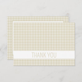 Beige en witte Gingham Plaid Gepersonaliseerd Bedankkaart