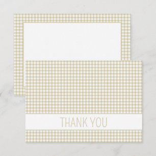 Beige en witte Gingham Plaid Gepersonaliseerd Bedankkaart