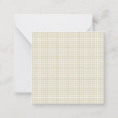 Beige en witte Gingham Plaid Gepersonaliseerd Notitiekaartje (Achterkant)