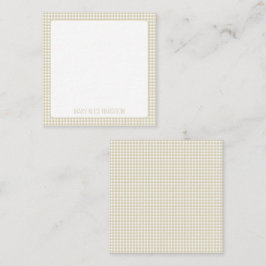 Beige en witte Gingham Plaid Gepersonaliseerd Notitiekaartje