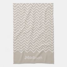 Beige En Witte Golvende Chevron Zigzag Met Naam