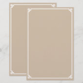 Beige en witte Griekse sleutelrand papiersheet (Voorkant / Achterkant)