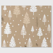 Beige en witte kerstboom cadeaupapier (Vlak)