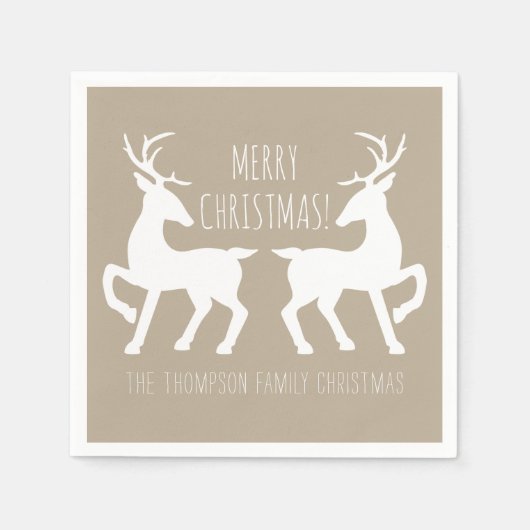 Beige en witte kleuren met aangepaste kerstmis servetten (Voorkant)