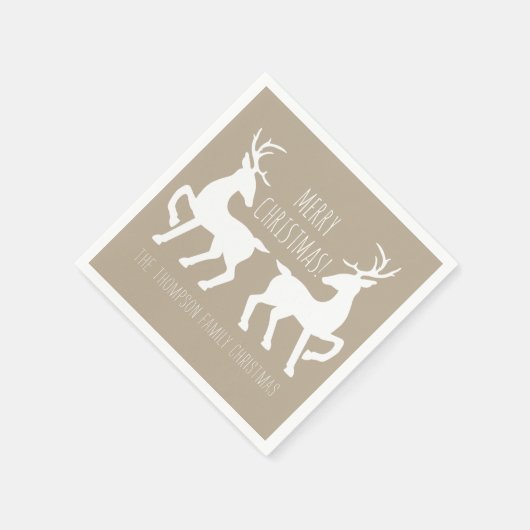 Beige en witte kleuren met aangepaste kerstmis servetten (Hoek)