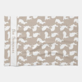Beige En Witte Konijn Patroon En Naam Pasen Theedoek (Horizontaal)