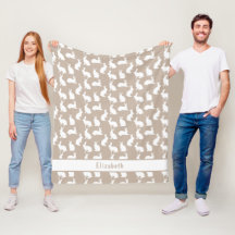 Beige En Witte Konijnenpatroon Met Naam Pasen